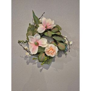 Valerie Pink & White Artificial Flower Wreath Decorative Ring Botanical 16" New
